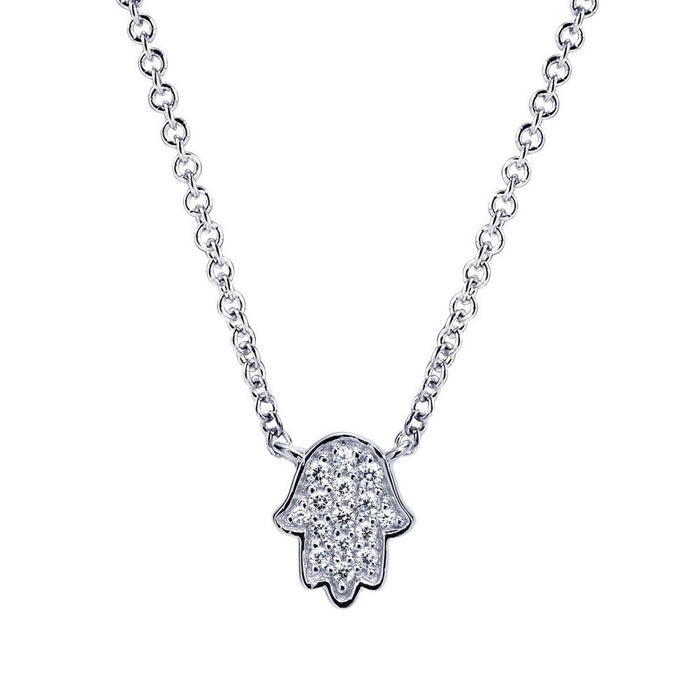 Колье HAMSA+ из серебра с фианитами