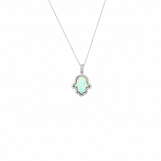 Подвеска HAMSA OPAL (серебро/ фианиты/ опал)