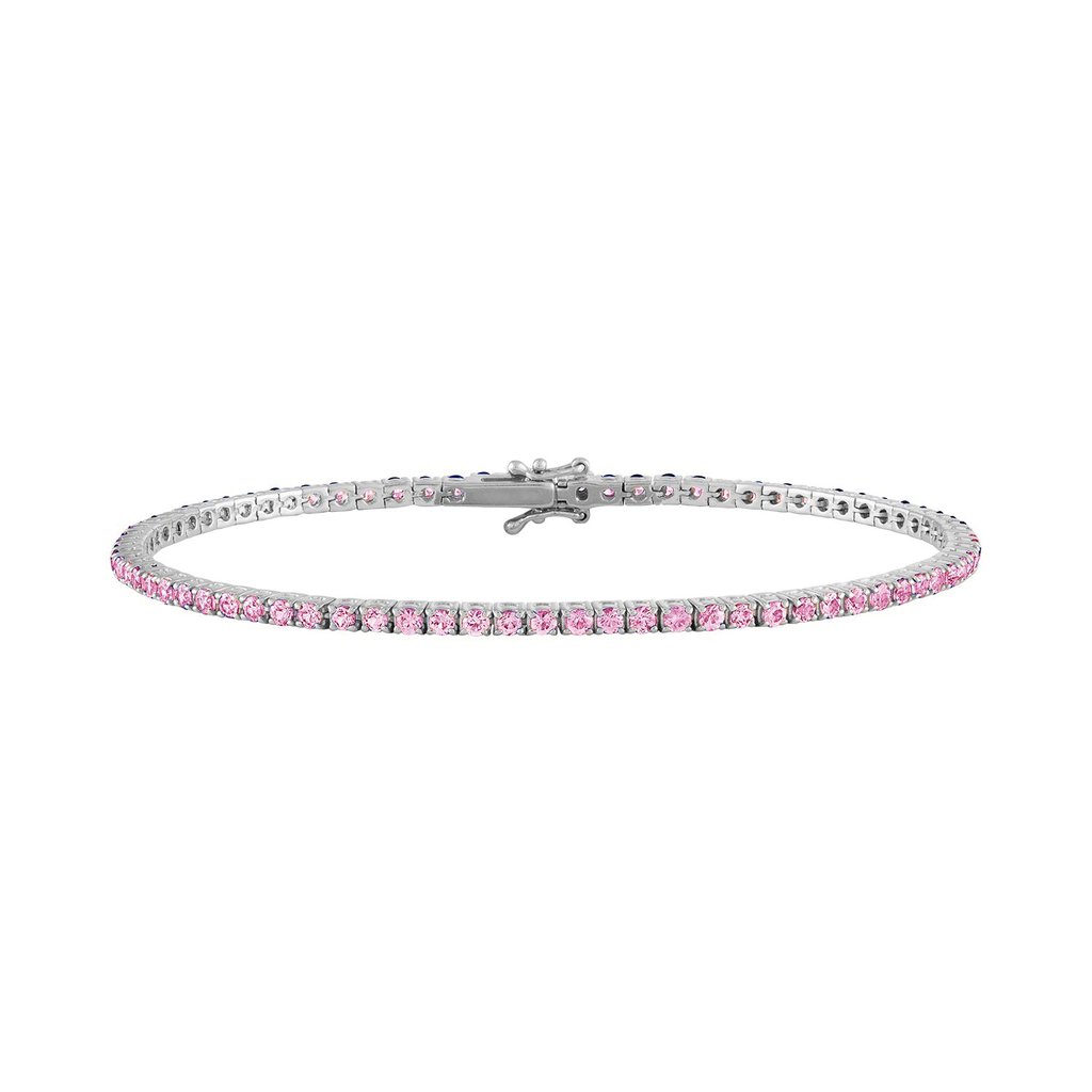Браслет теннисный AN pink 2мм (Серебро/ Фианиты)