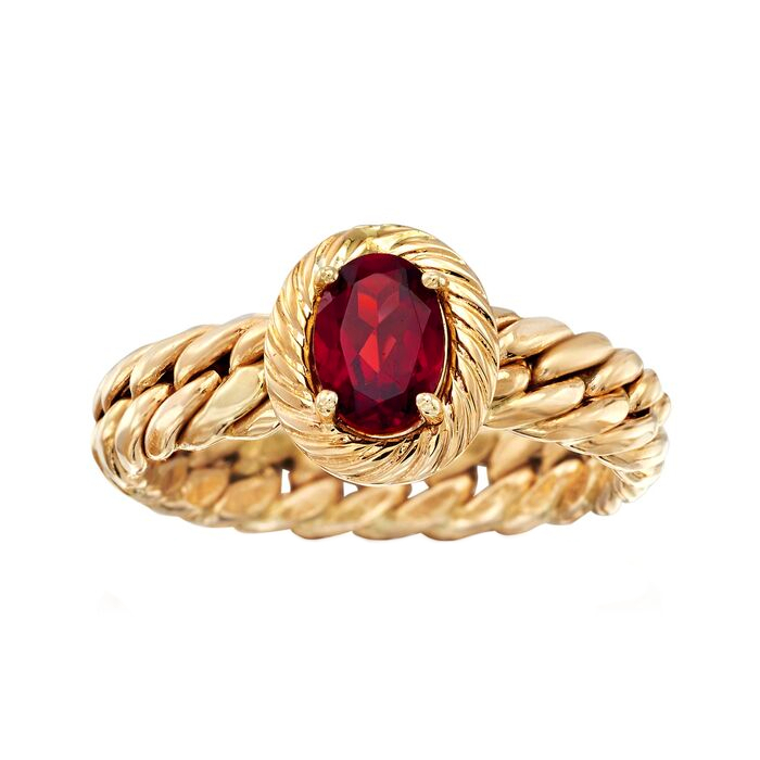 Кольцо CUBAN RING из желтого золота с гранатом