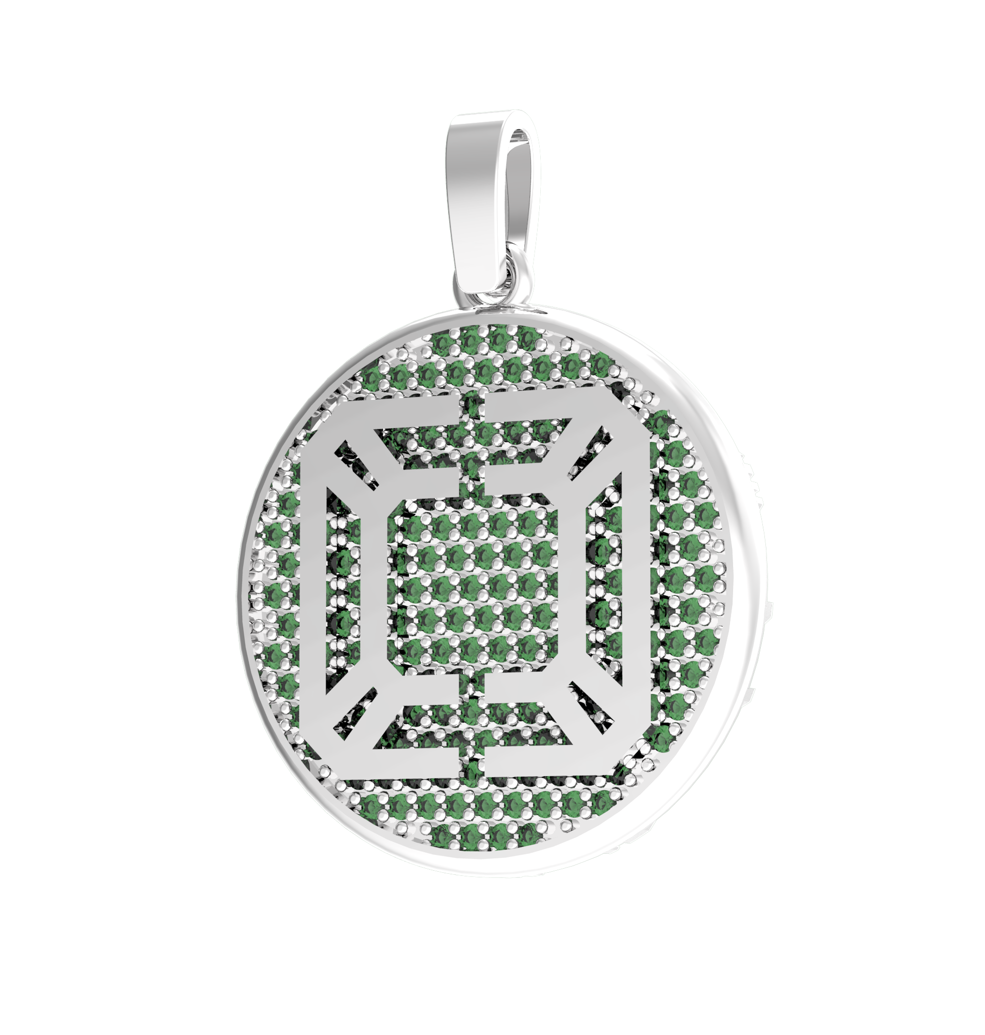 Подвеска CIRCLE LOGO AN SILVER (green fianits)