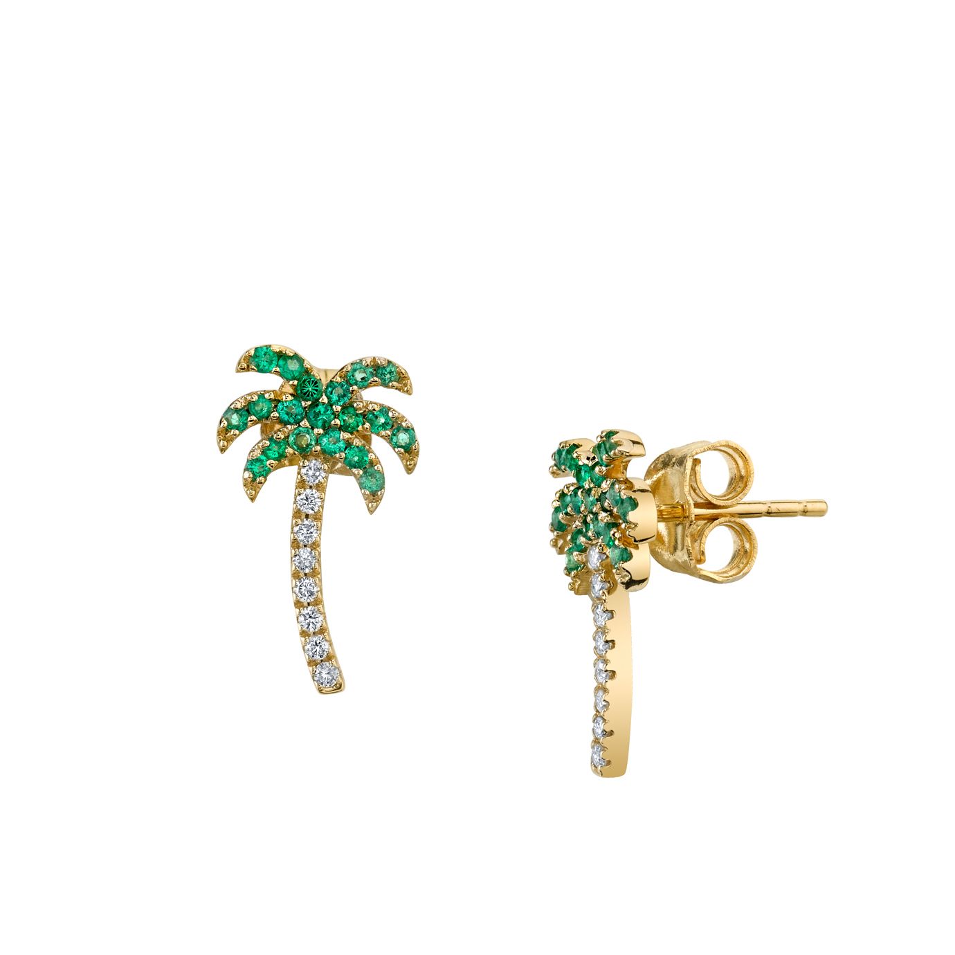 Серьги PALM (желтое золото/ фианиты)