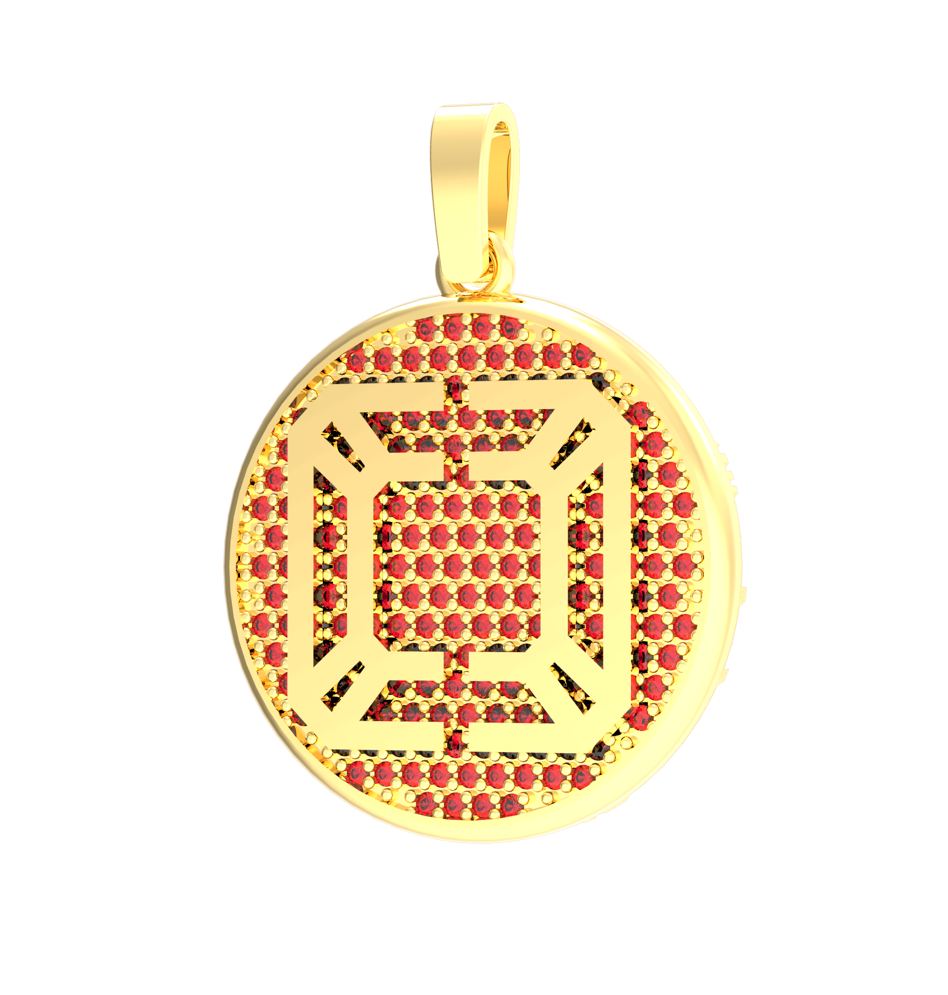 Кольцо CIRCLE LOGO AN GOLD (red fianits)