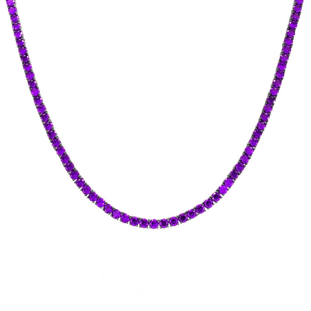 Цепь теннисная purple 4мм 50см (серебро/ фианиты)