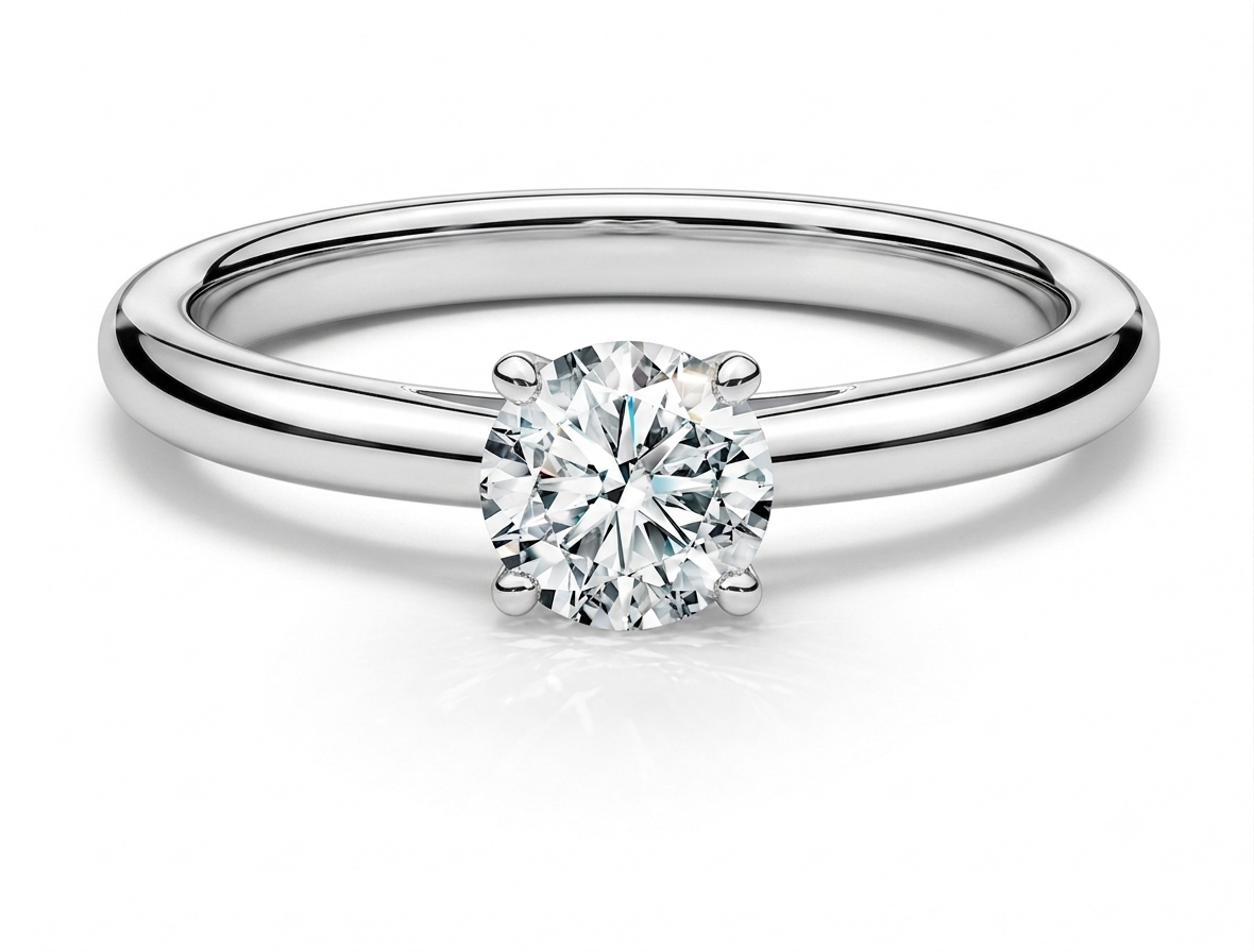 Кольцо из белого золота с бриллиантом 1 ct