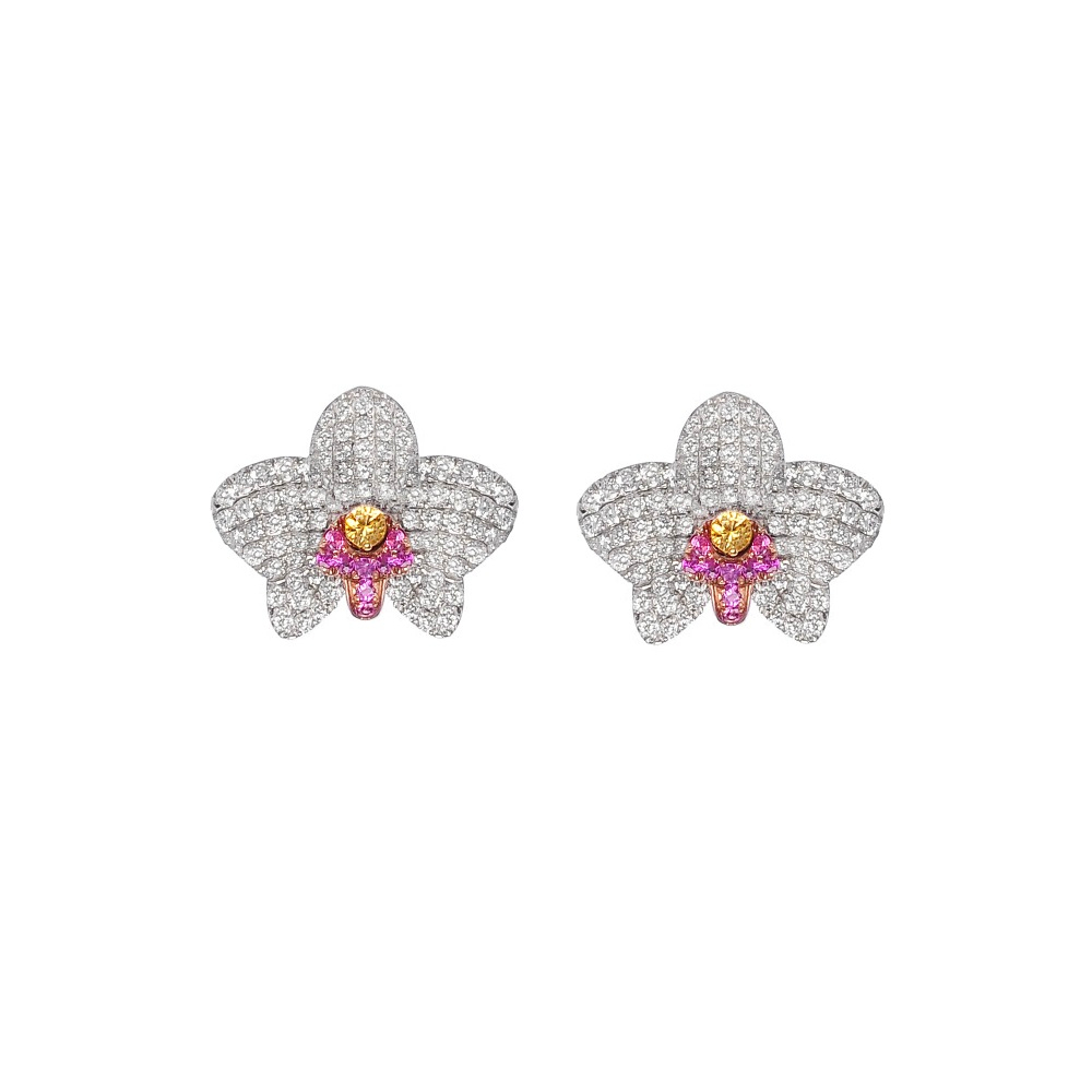 Серьги ORCHID  (серебро/ фианиты)