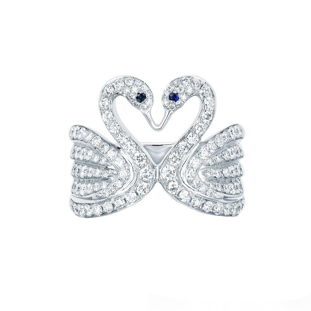 Кольцо SWAN из золота с бриллиантами и сапфирами