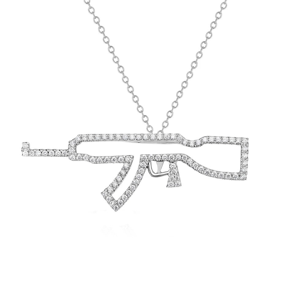 Подвеска FIREARM из белого золота с фианитами