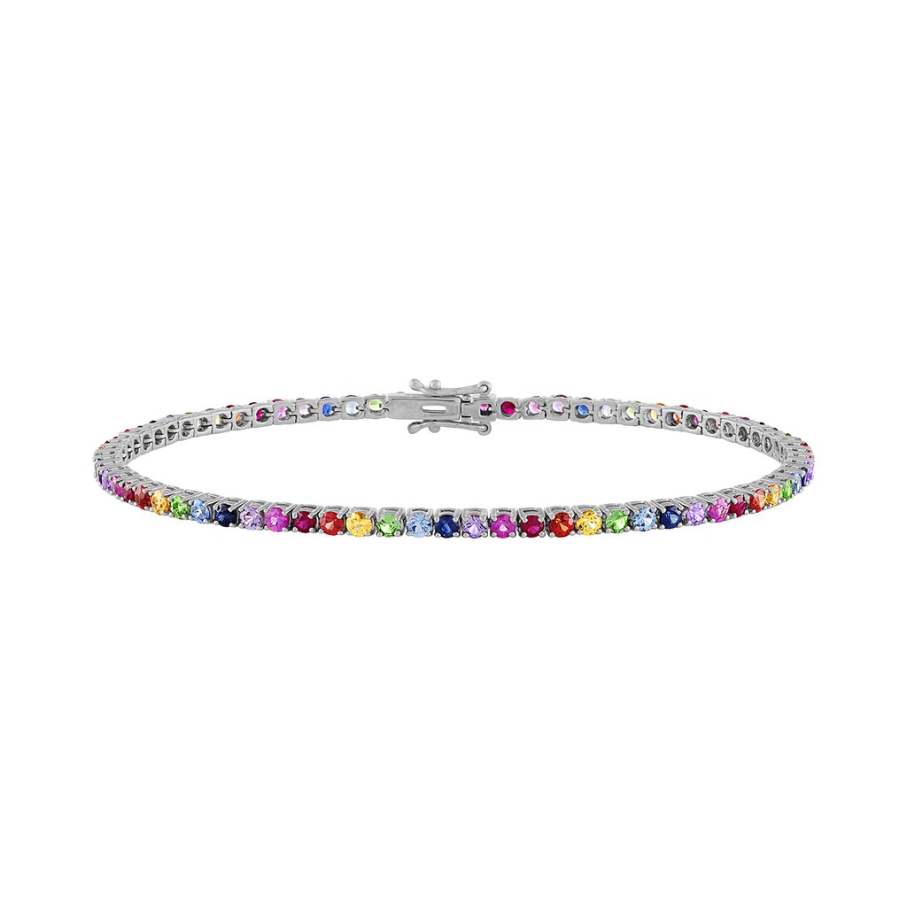 Браслет теннисный AN multi color 2мм (Серебро/ Фианиты)