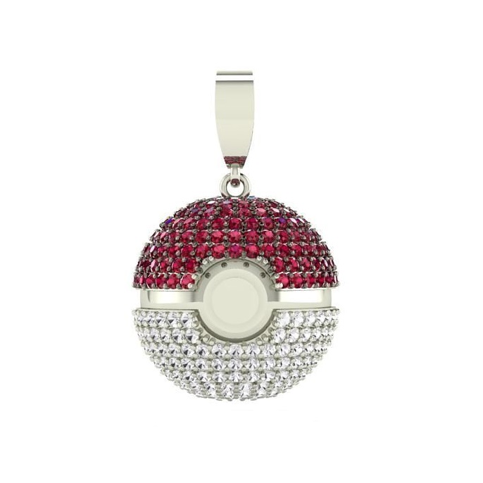 Подвеска POKEBALL (белое золото/ фианиты)
