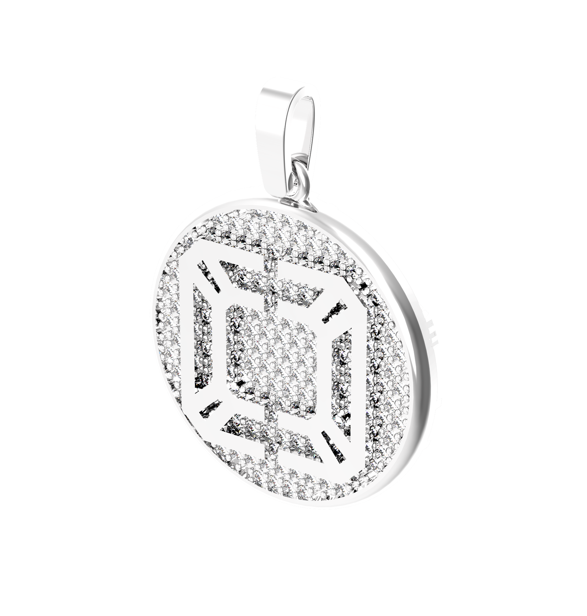 Подвеска CIRCLE LOGO AN SILVER (white fianits)
