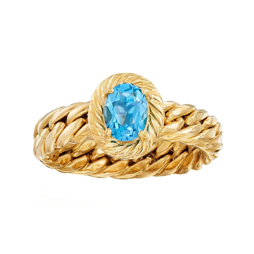 Кольцо CUBAN RING из желтого золота с сапфиром