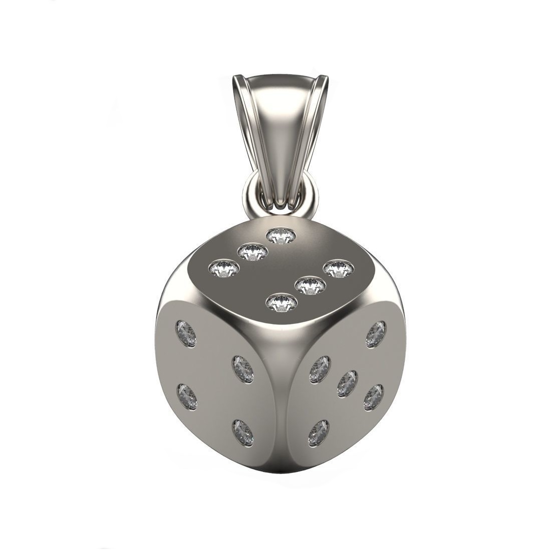 Подвеска LUCKY DICE (белое золото/ фианиты)