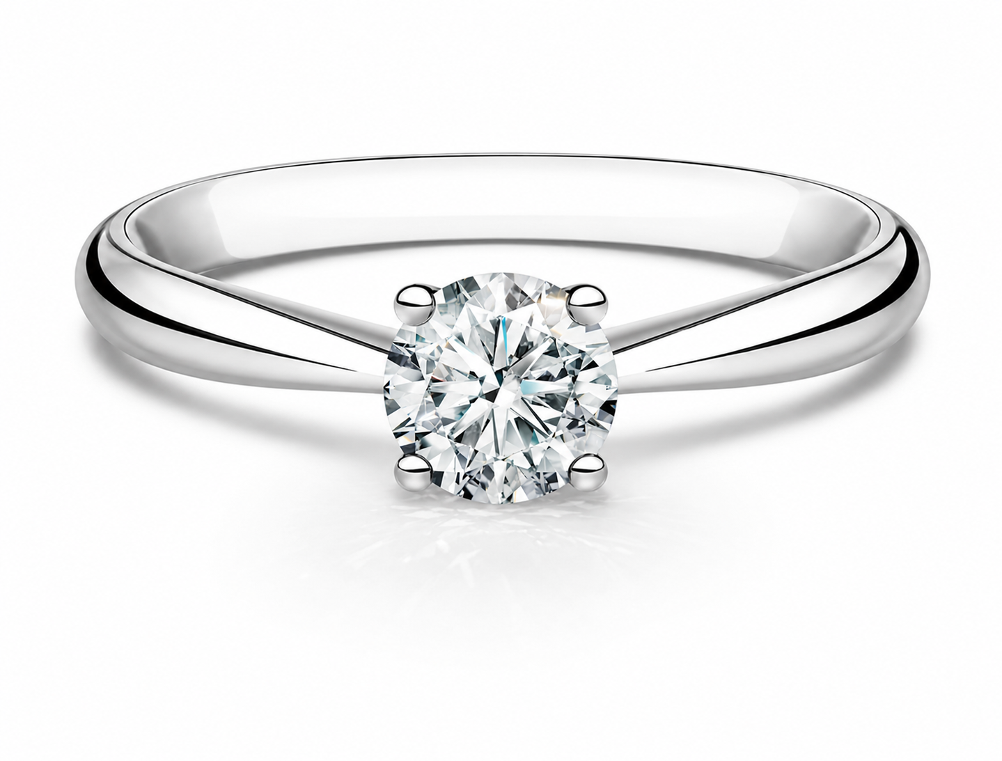 Кольцо из белого золота с бриллиантом 1 ct