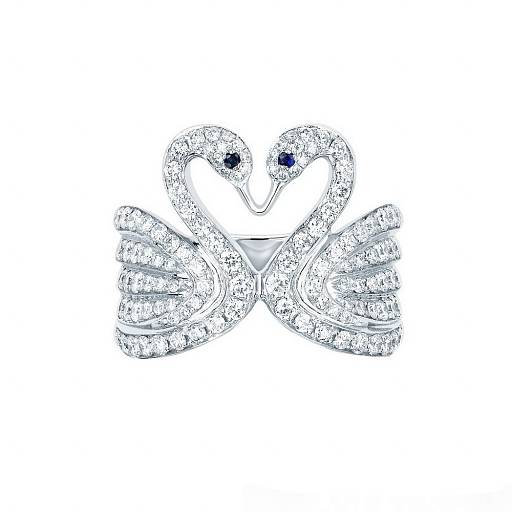 Кольцо SWAN из золота с бриллиантами и сапфирами
